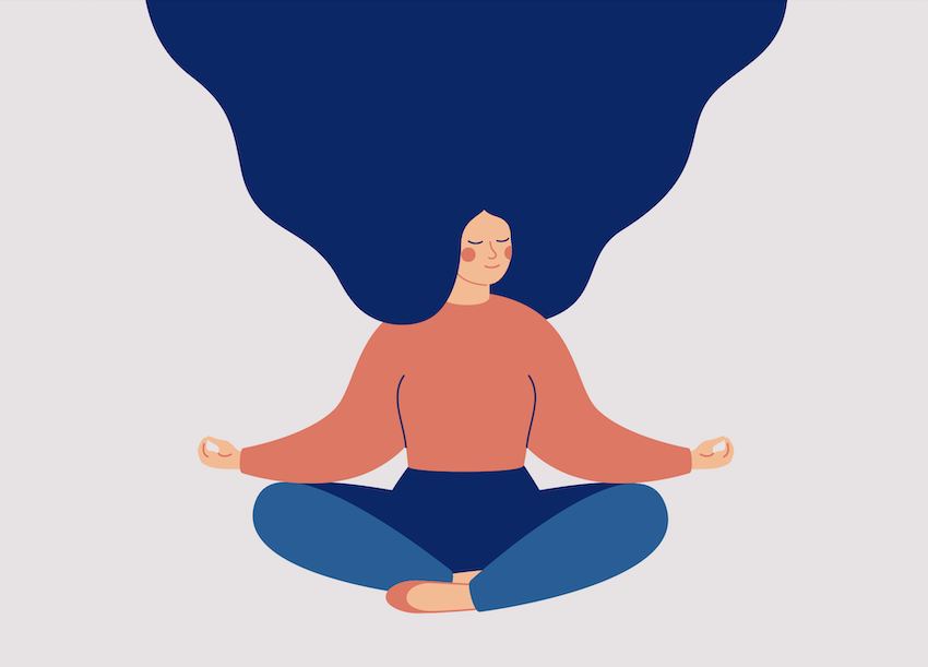Fitness and mental health: woman meditating 