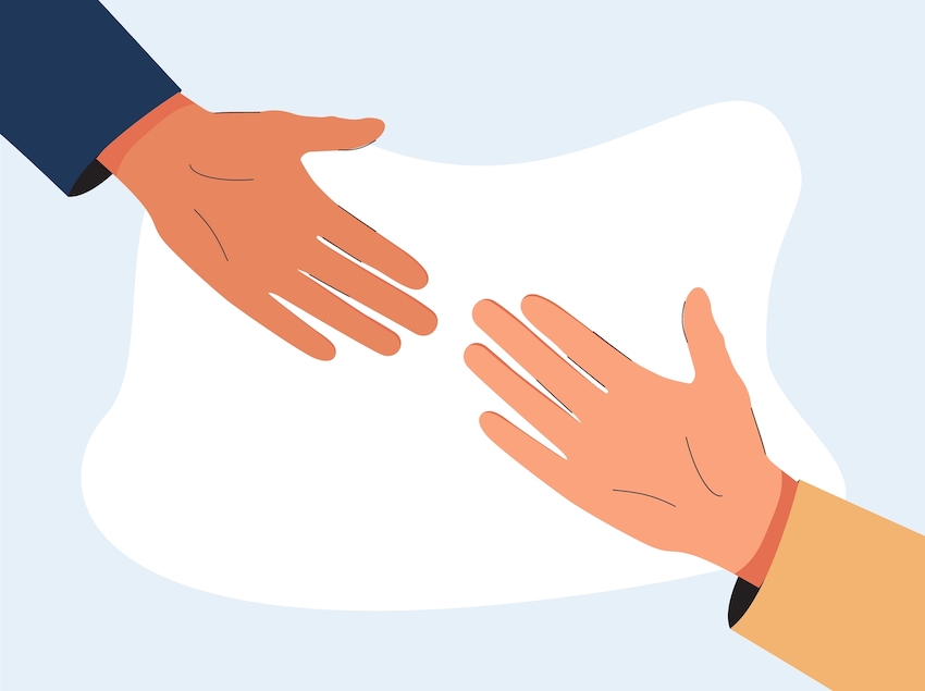 Tips for family caregivers - drawing of two hands reaching towards eachother