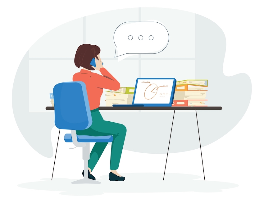 Showing Kindness - Talking on the phone to family while at work