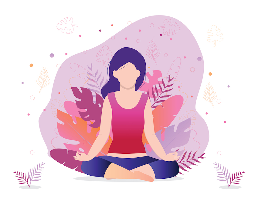 Tips for family caregivers - Woman practicing self-care by doing yoga