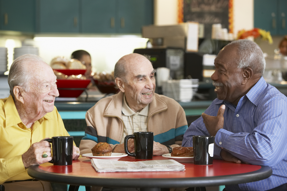The importance of friendship: 3 old men going for coffee and cake