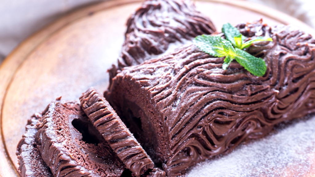 Mint chocolate yule log